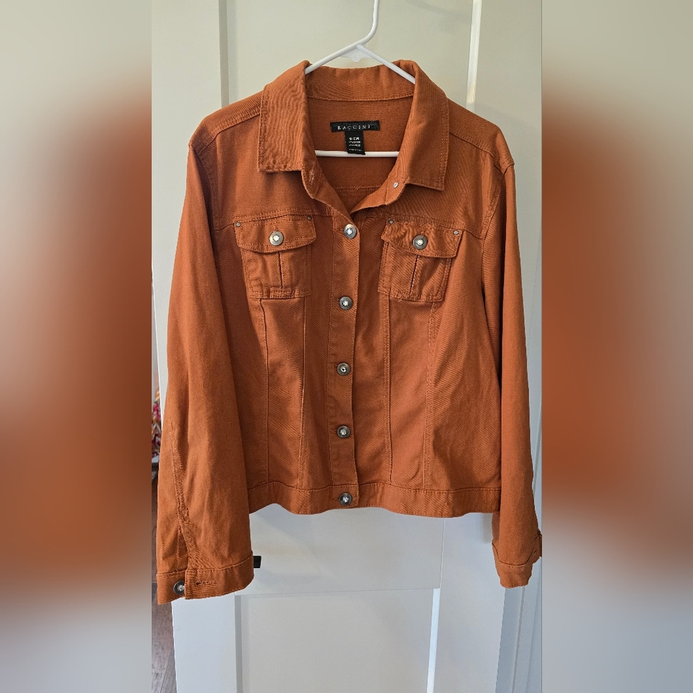 Denim Jacket - Baccini Women's Rust Brushed Denim Jean Jacket Size 18/20